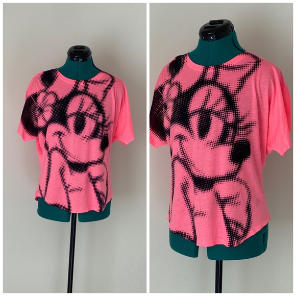 Neon pink Minnie mouse Disney blouse sz L - Picture 1 of 10